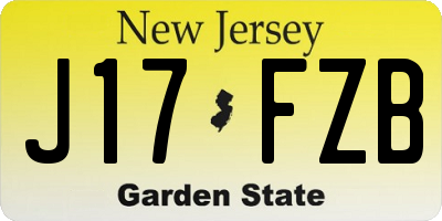 NJ license plate J17FZB
