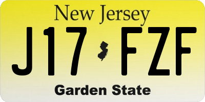 NJ license plate J17FZF
