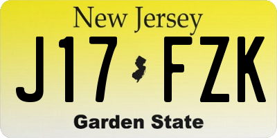 NJ license plate J17FZK