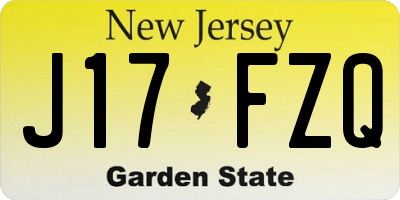 NJ license plate J17FZQ