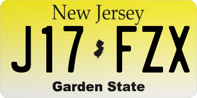 NJ license plate J17FZX