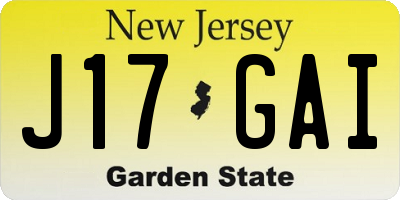 NJ license plate J17GAI