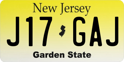 NJ license plate J17GAJ