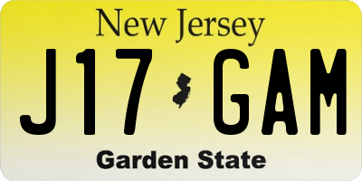 NJ license plate J17GAM