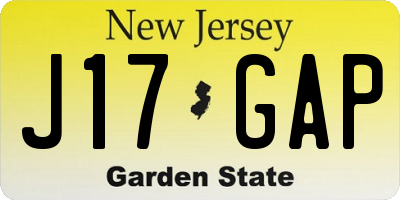 NJ license plate J17GAP