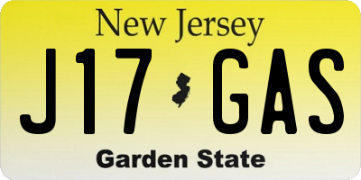 NJ license plate J17GAS