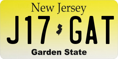 NJ license plate J17GAT