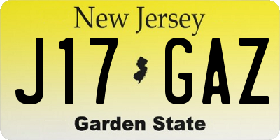 NJ license plate J17GAZ