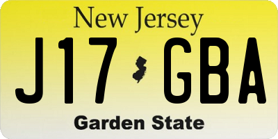 NJ license plate J17GBA