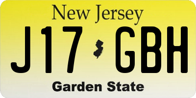 NJ license plate J17GBH
