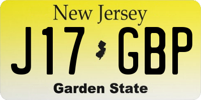 NJ license plate J17GBP