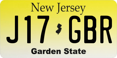 NJ license plate J17GBR