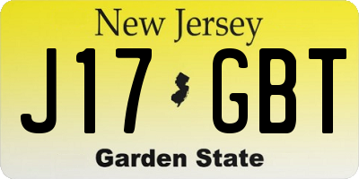 NJ license plate J17GBT