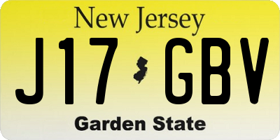 NJ license plate J17GBV