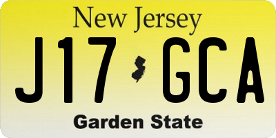 NJ license plate J17GCA