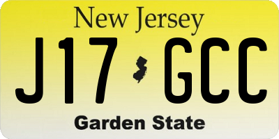 NJ license plate J17GCC