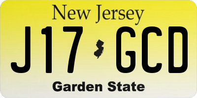 NJ license plate J17GCD