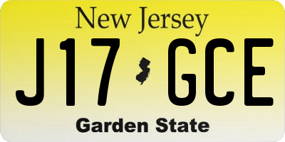 NJ license plate J17GCE