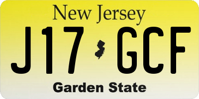 NJ license plate J17GCF