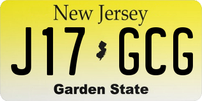 NJ license plate J17GCG