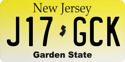 NJ license plate J17GCK