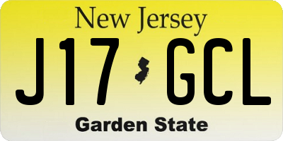 NJ license plate J17GCL