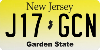 NJ license plate J17GCN