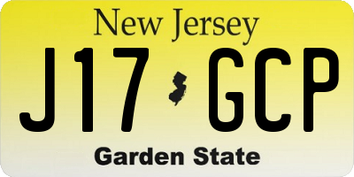 NJ license plate J17GCP