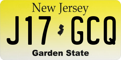 NJ license plate J17GCQ