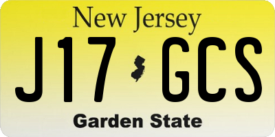 NJ license plate J17GCS