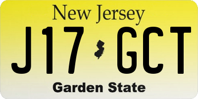 NJ license plate J17GCT