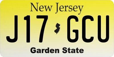 NJ license plate J17GCU