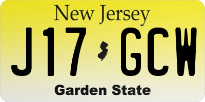NJ license plate J17GCW