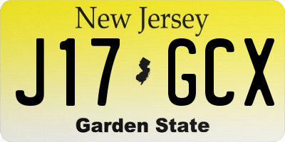 NJ license plate J17GCX