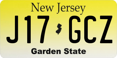 NJ license plate J17GCZ