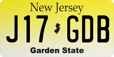NJ license plate J17GDB