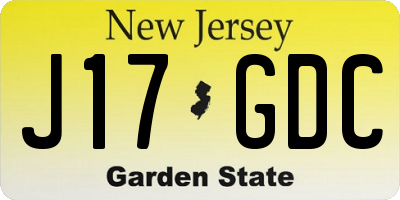 NJ license plate J17GDC