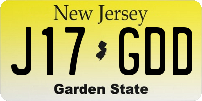 NJ license plate J17GDD