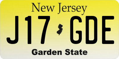 NJ license plate J17GDE