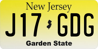 NJ license plate J17GDG