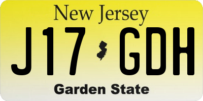 NJ license plate J17GDH