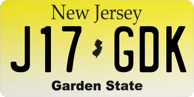 NJ license plate J17GDK