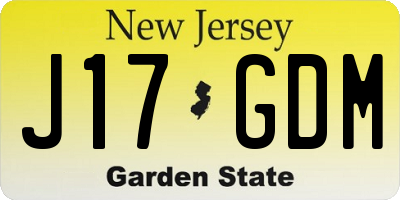NJ license plate J17GDM
