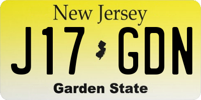NJ license plate J17GDN