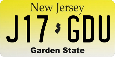 NJ license plate J17GDU