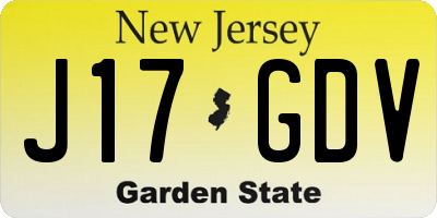 NJ license plate J17GDV