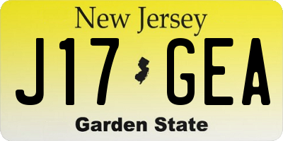 NJ license plate J17GEA