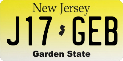 NJ license plate J17GEB