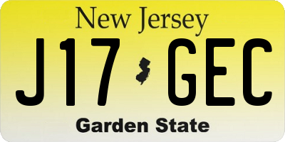 NJ license plate J17GEC