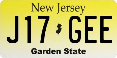 NJ license plate J17GEE
